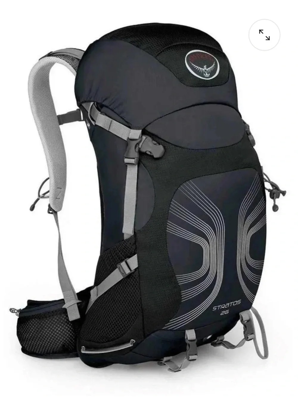 Osprey Stratos 26 Hiking Backpack Anthracite Black Hip Belt Padded Back Pannel